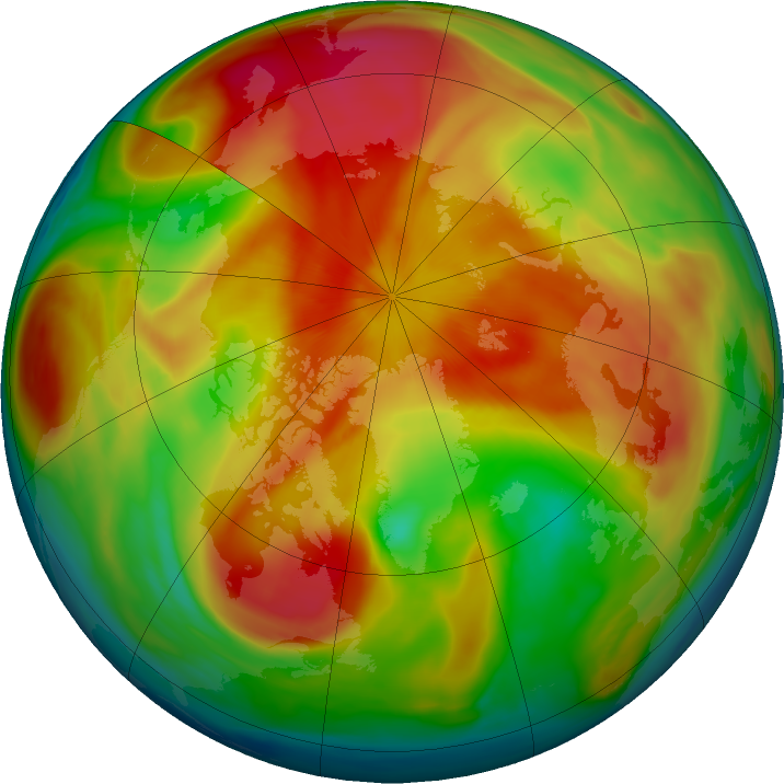 Arctic ozone map for 25 March 2019